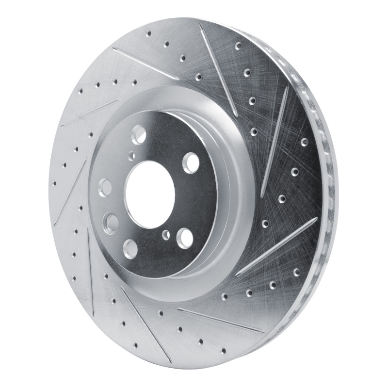 Lexus GS450H Brake Rotor (1) - Front - R1 Concepts - Drilled & Slotted - Silver - `11-`25